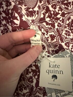 kate quinn Burgundy and White Floral Play Mat